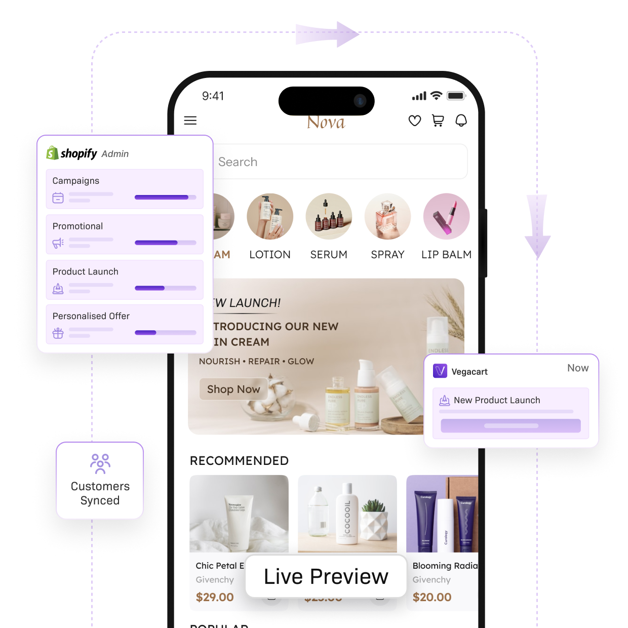 Smartphone displaying a Shopify app interface with product