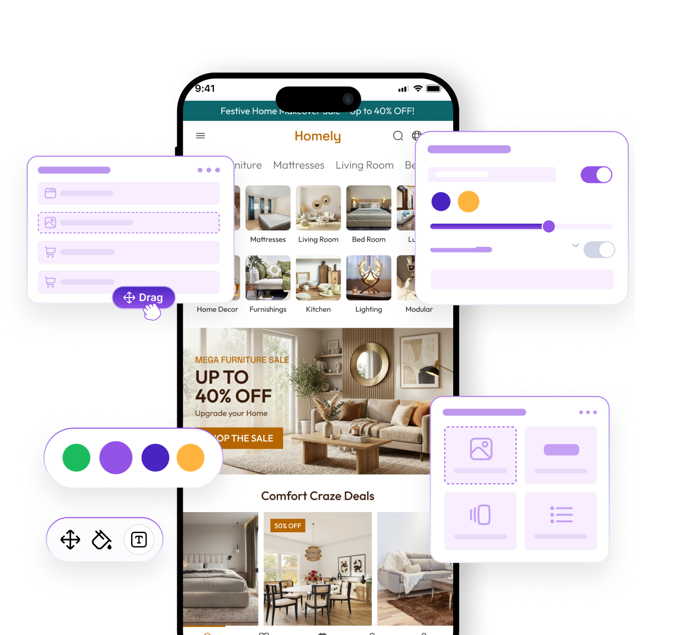 Smartphone displaying an e-commerce app