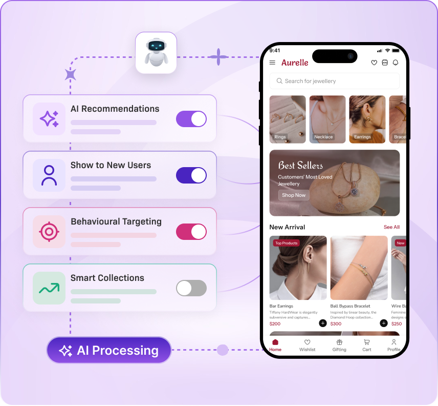 displaying an e-commerce app 