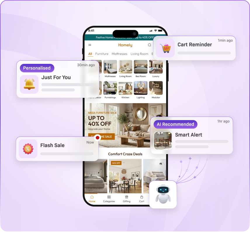 phone displaying a home shopping