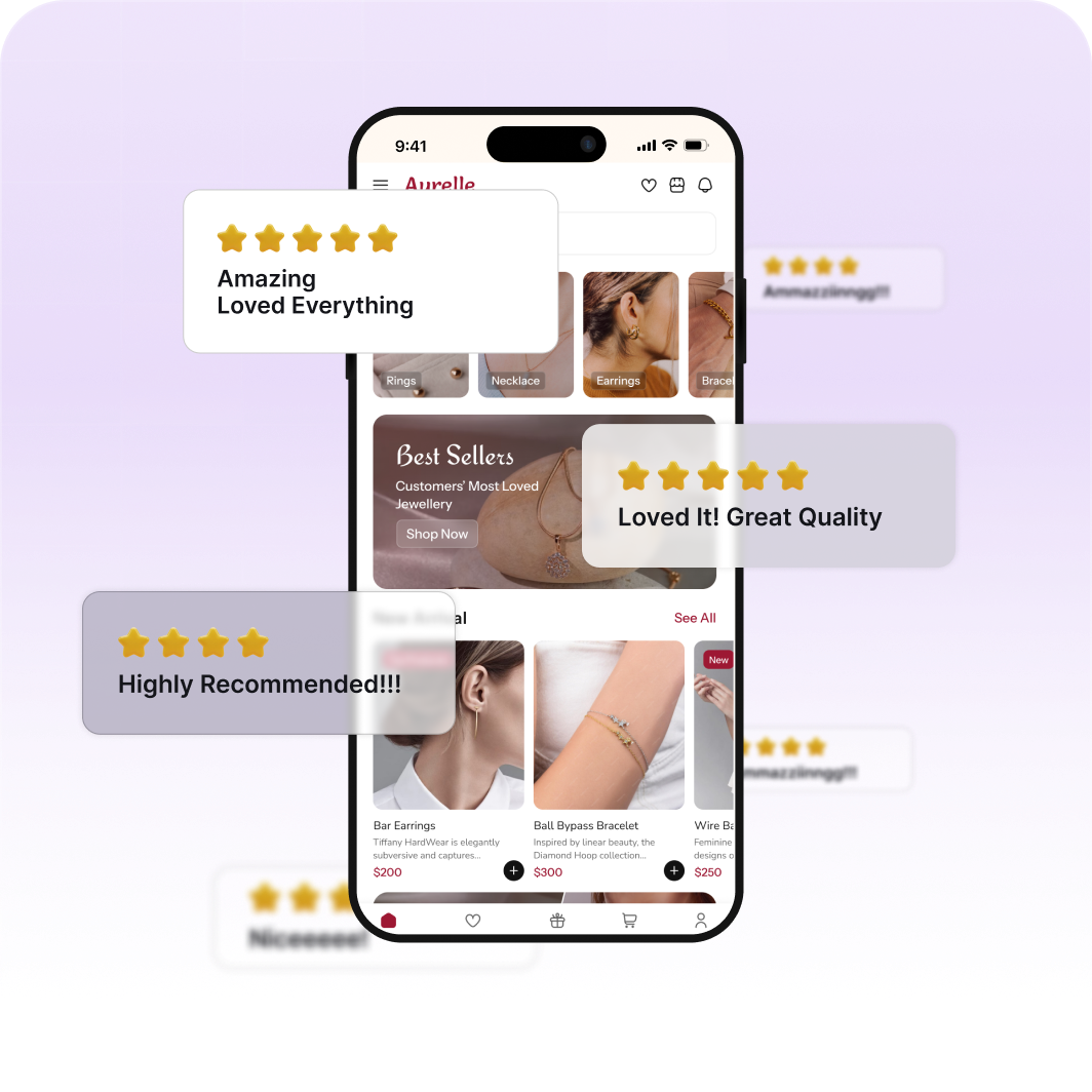 Smartphone displaying an e-commerce app