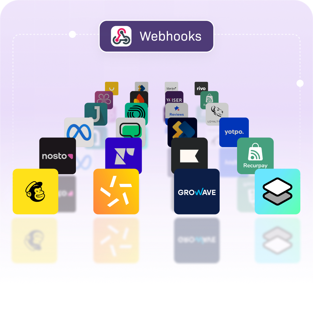 Collection of various app icons with 'Webhooks'