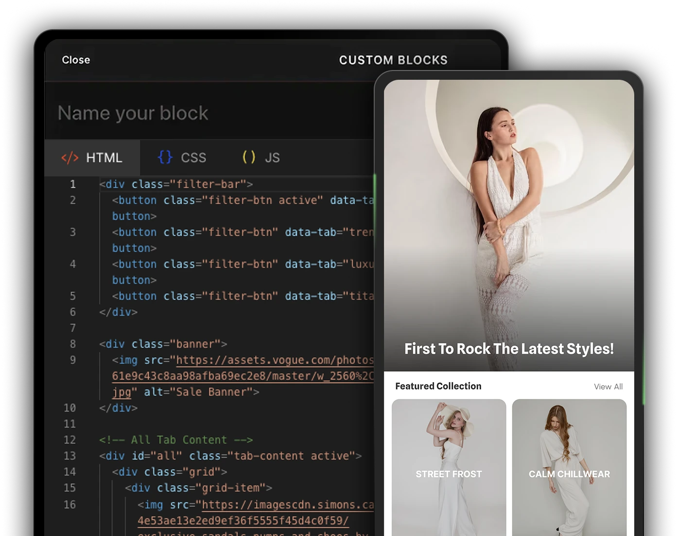 Custom HTML  and CSS