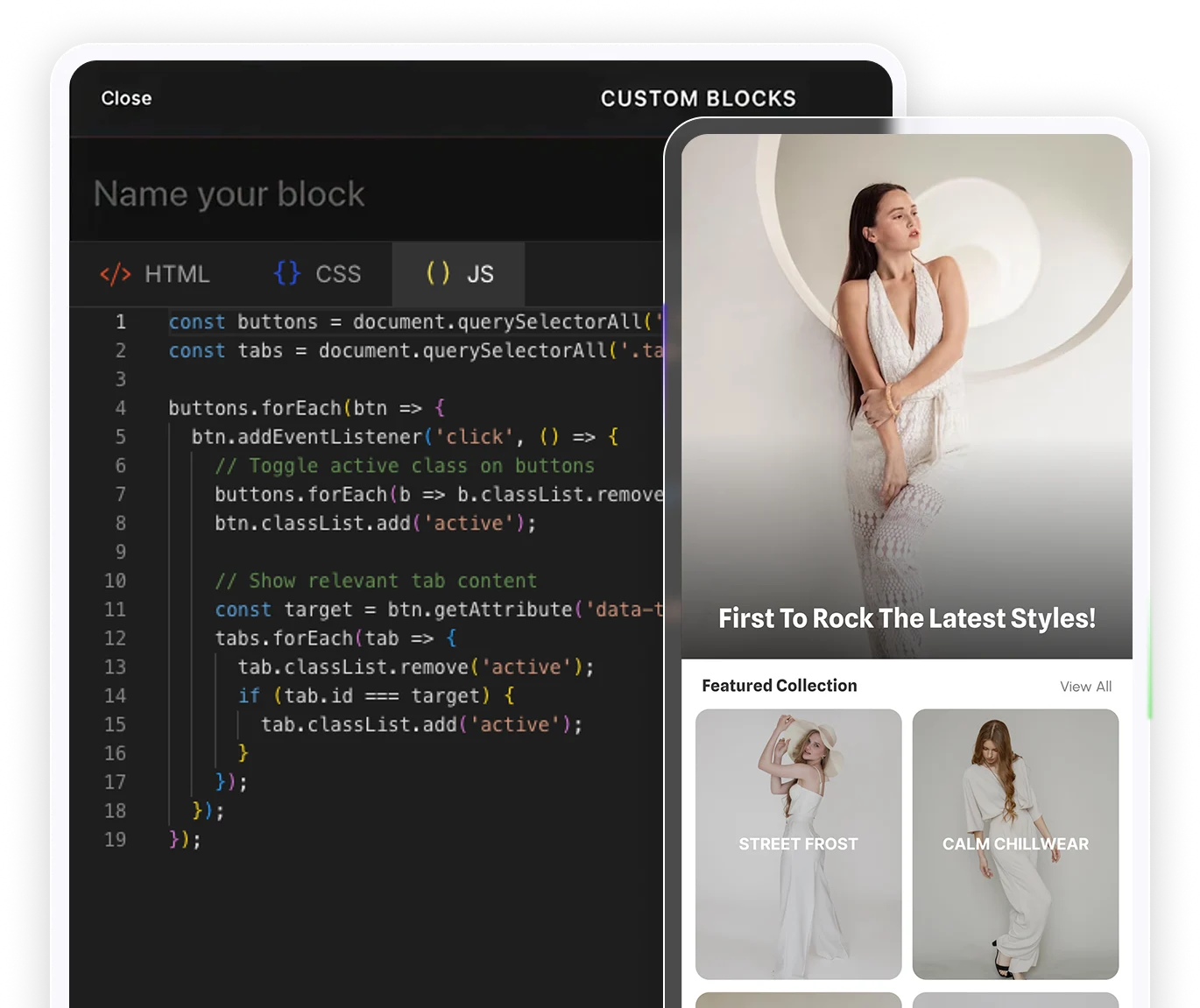 Custom HTML  and CSS
